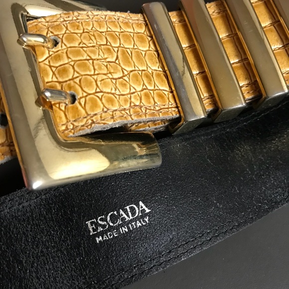 ESCADA Gold Alligator leather belt italy 34 s/m NWT 27 30 - Picture 2 of 5